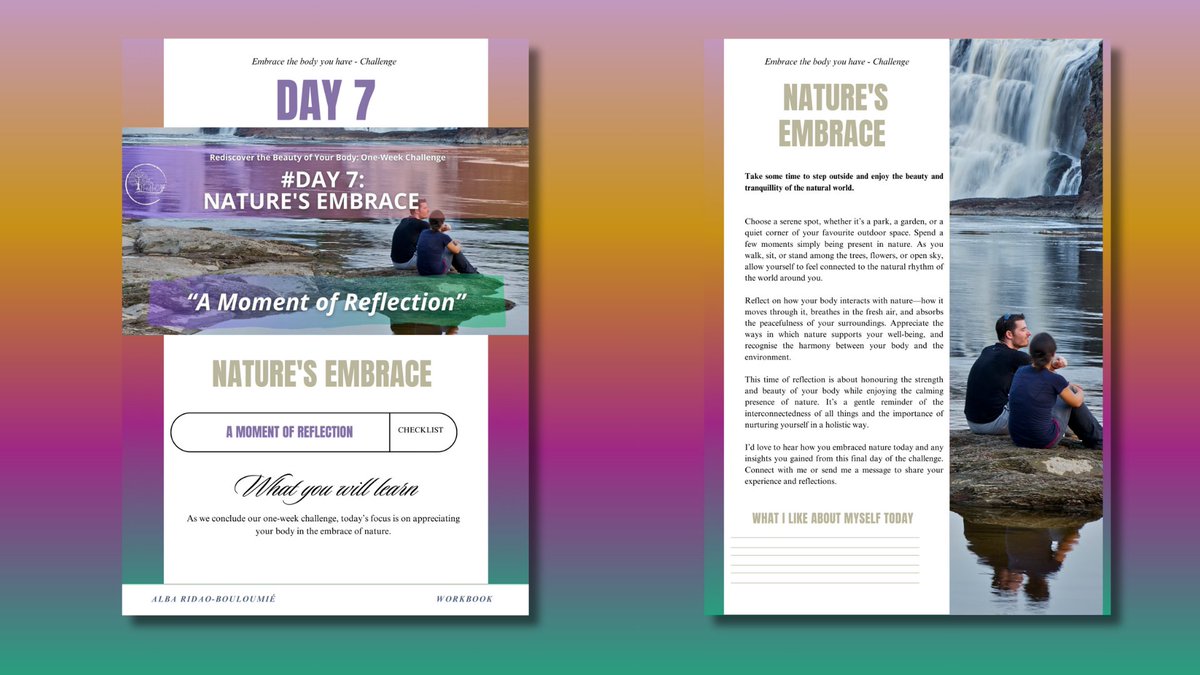 ✅#Day 7: Nature's Embrace – A Moment of Reflection

🚩As we conclude our one-week challenge, today’s focus is on appreciating your body in the embrace of nature. Take some time to step outside and enjoy the beauty of the natural...

👀Follow the HapHuCo: lnkd.in/e5R6Xywa