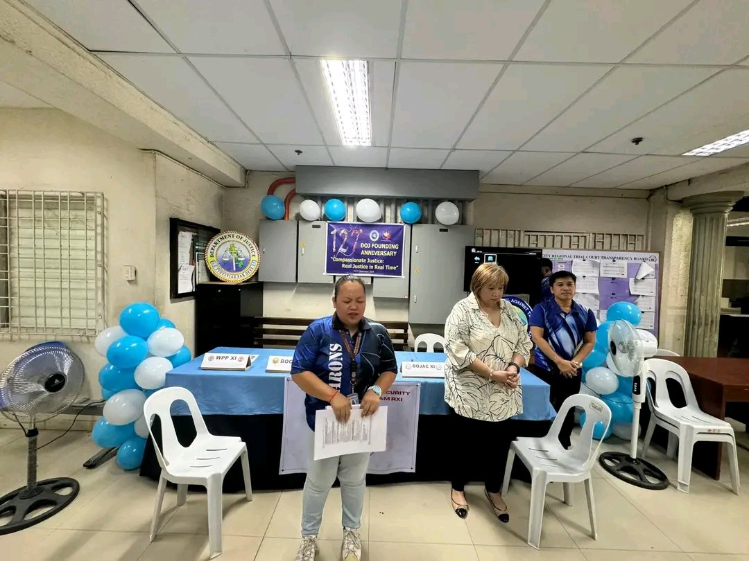 dojphofficial's tweet image. The DOJ Regional Prosecution Office XI is currently operating a One Day Information and Services Desk inside the Ninoy Aquino Hall of Justice, Ecoland, Davao City in commemoration of the 127th Founding Day of the Department of Justice.

#iacat
#wpp
#boc
#dojac