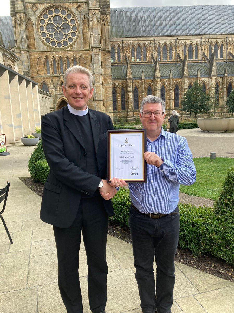 RAF Chaplains (@rafchaplains) on Twitter photo FS Gary Smith yesterday received the Chaplain-in-Chief of the <a href="/RoyalAirForce/">Royal Air Force</a> Commendation after 20 years of leading on chaplaincy recruiting. His first recruit was the now Chaplain-in-Chief pictured here with Gary at Lincoln Cathedral. FS Gary Smith yesterday received the Chaplain-in-Chief of the <a href="/RoyalAirForce/">Royal Air Force</a> Commendation after 20 years of leading on chaplaincy recruiting. His first recruit was the now Chaplain-in-Chief pictured here with Gary at Lincoln Cathedral.