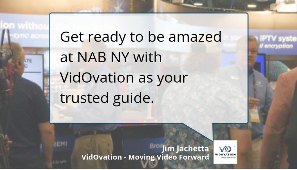 JimJachetta's tweet photo. Meet with Jim Jachetta for a curated technical discovery tour of VidOvation vendors exhibiting at NAB NY.
Read more 👉 https://t.co/FA8t0Kfr9K
#PepLink #NABShow #NABShowNY #AJA #Apantac #Haivision #MultiDyne #RossVideo #CobaltDigital #VidOvation https://t.co/fs385EhlHv