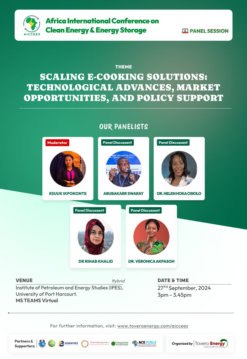 Looking fwd to participating in the AICCEES tomorrow as a panellist representing <a href="/UKMECS/">Modern Energy Cooking Services</a> for the session: Scaling eCooking Solutions, organised by <a href="/ToveroEnergy/">Tovero Energy</a>