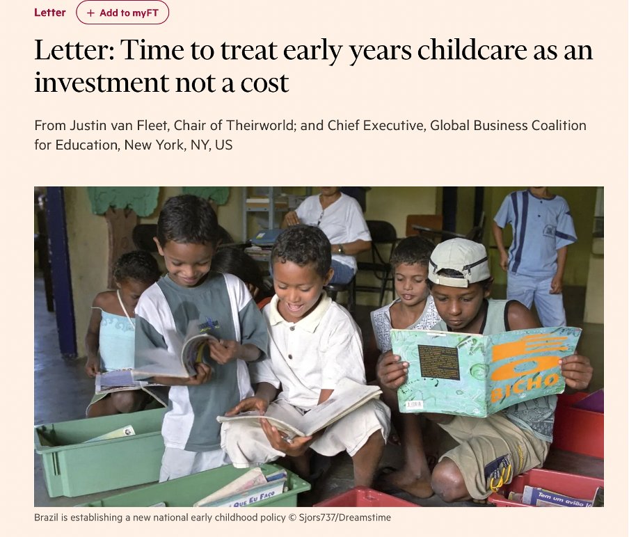"By placing the burden of childcare entirely on families, government and policymakers are ignoring the overwhelming evidence that investing in the early years benefits everyone."

A call for early years action from <a href="/theirworld/">Theirworld</a> President <a href="/justinvanfleet/">Justin W. van Fleet</a>  in  today's <a href="/FT/">Financial Times</a>.