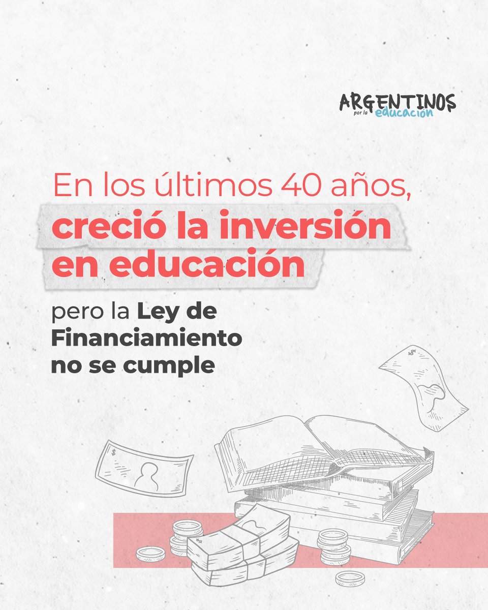 ArgxEdu's tweet photo. Entre 1980 y 2022 la inversión en materia educativa en Argentina creció, no sólo en términos de porcentaje sobre el PBI sino en términos reales.

Una pregunta interesante es entonces: ¿cómo distribuimos el presupuesto entre los distintos niveles educativos? ¿ese crecimiento, fue a parar en mayor medida a las universidades o a las escuelas?

La respuesta es clara. Ese incremento se distribuyó de manera desigual. El financiamiento destinado a la educación superior creció un 226%, frente a un incremento del 163% en la educación básica.
Sigue hilo ⬇️