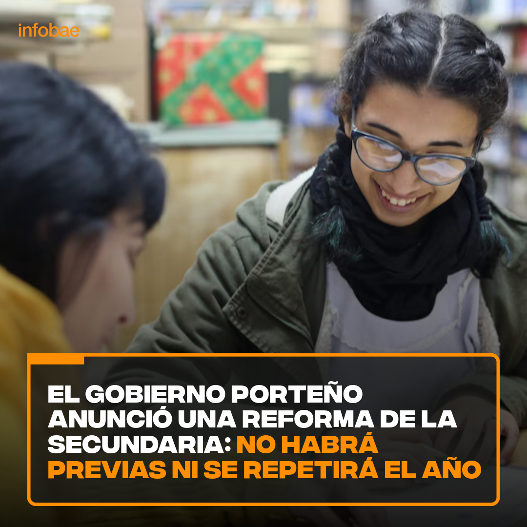 infobae's tweet photo. El gobierno porteño anunció una reforma de la secundaria: no habrá previas ni se repetirá el año https://t.co/kNHnPFpPjp https://t.co/3LWTlNn1OB