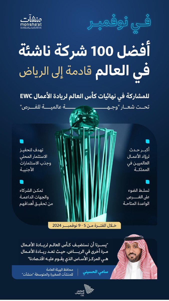 الوعد في الرياض ملتقى الاحلام وواقعها
ومدينة الريادة والطموح المستمر

#كأس_العالم_لريادة_الاعمال 🇸🇦