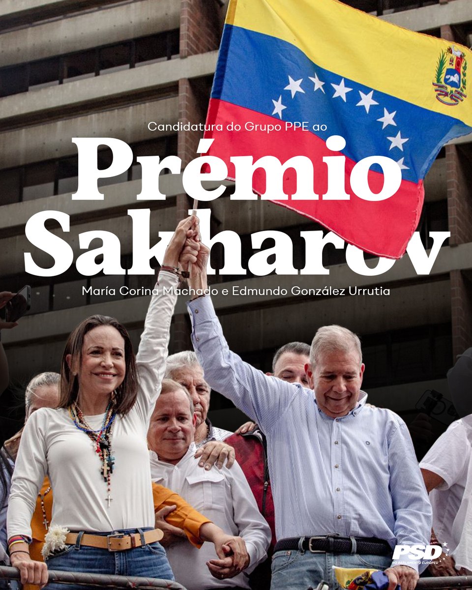 O <a href="/EPPGroup/">EPP Group</a> apresentou María Corina Machado, líder das forças democráticas 🇻🇪, e Edmundo González, Presidente-eleito da 🇻🇪, para o Prémio #Sakharov, a maior homenagem concedida pela UE aos que lutam pelos direitos humanos.

A cerimónia de entrega acontece dia 18 de dezembro.