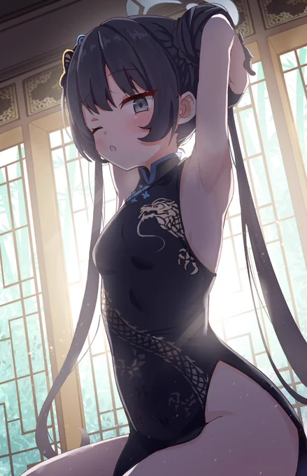 キサキ実装ありがとう! のびーってするキサキちゃん #ブルアカ