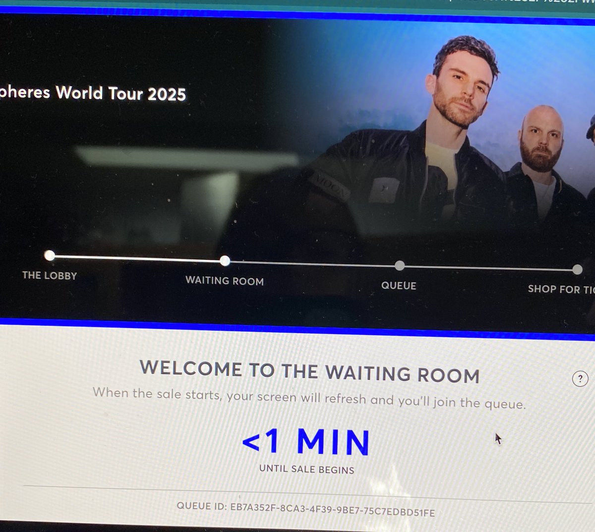 robins_clair's tweet photo. #Coldplay2025 
The second before the Q allocation. And yes I got two - phew! https://t.co/RyWnFsi9qd