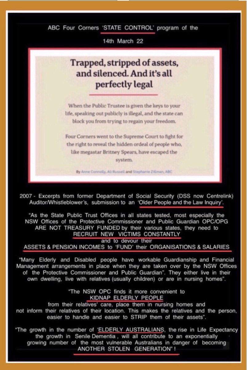 DixDotty's tweet image. After former Qld Public Advocate Mary Burgess tabled a scathing report re QLD Public Trustees, MP Lachlan Millar placed the article below on his Facebook page 4 his constituents information. The situation he describes has been happening Australia Wide 4 at least 3 decades.