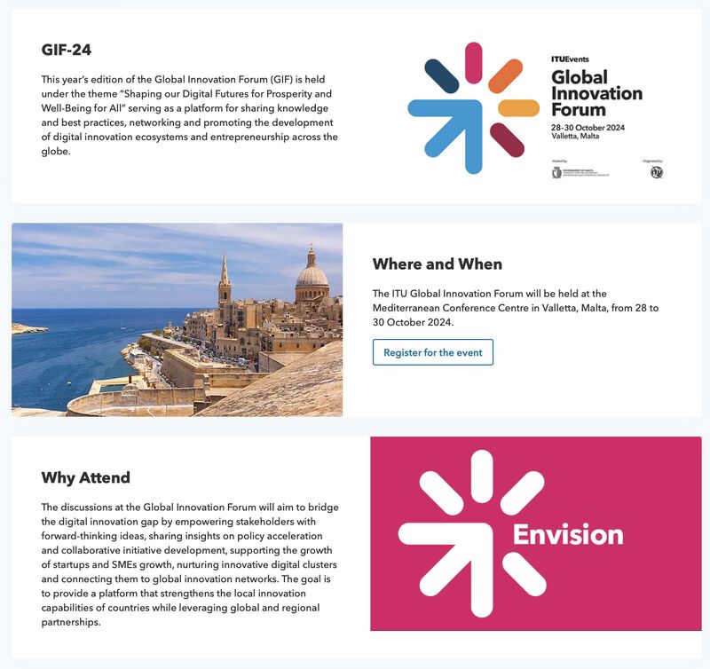 Innovation isn’t just a buzzword; it’s a powerful movement that transforms ideas into actions, challenges into opportunities, &amp; visions into realities. 
You can join the movement at Global Innovation Forum 2024 in Malta next month: itu.int/itu-d/meetings…