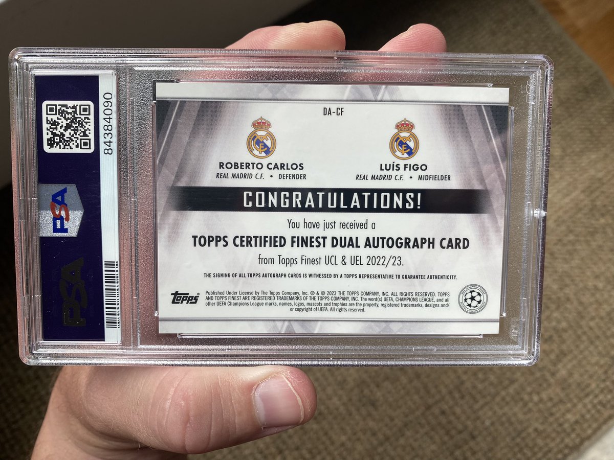 Any Madrid fans on this app?!

Roberto Carlos x Luis Figo dual auto /25 PSA 10, $500 shipped OBO.