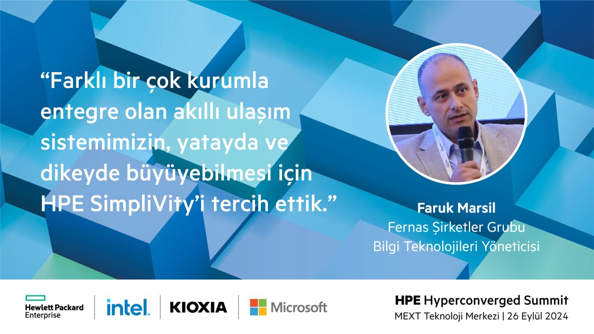 Faruk Marsil, Aydın-Denizli otoyolu projelerinde tüm ihtiyaçlarını kapsayacak bir altyapı için HPE SimpliVity ile entegre bir sistem altyapısı kurduklarından bahsetti.

Daha fazlası için: hpe.to/6015ovgJ3