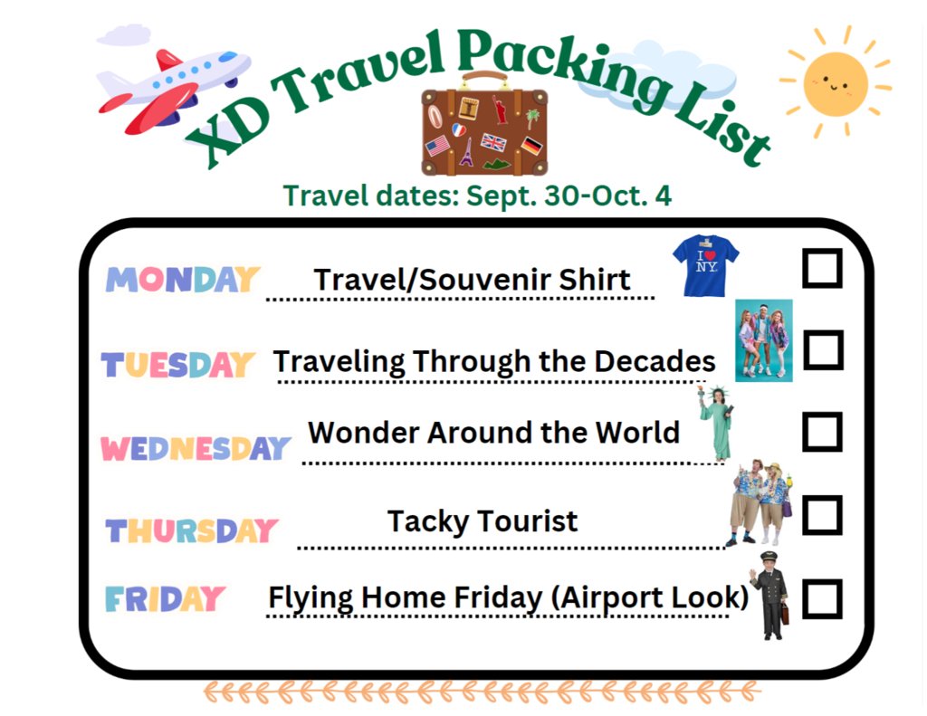 We are excited for our first Experience Design Week  - Sept. 30-Oct. 4.  Students are encouraged to dress up each day.