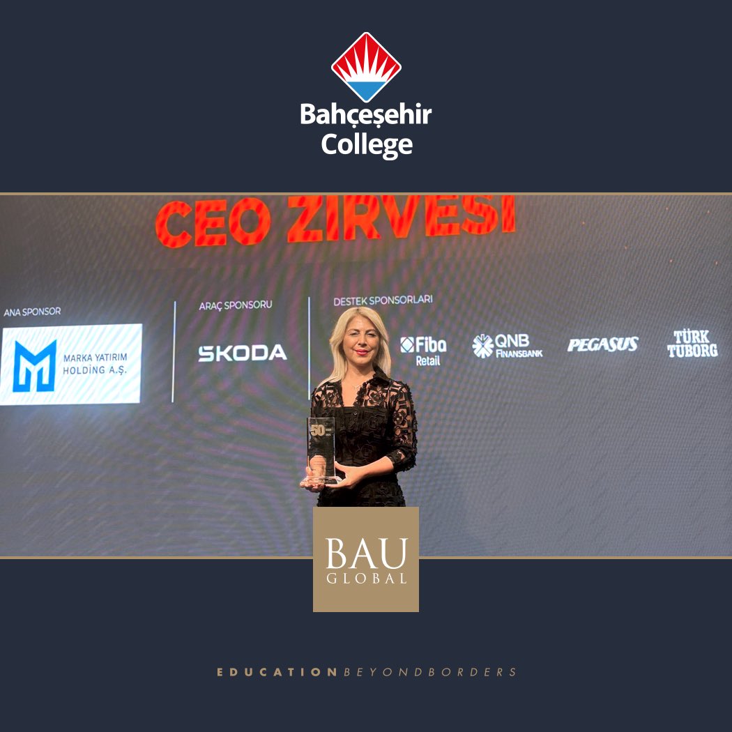 bauglobal's tweet photo. Bahçeşehir College General Manager Özlem Dağ is once again recognized as one of Türkiye's 50 Powerful Women CEOs!

As BAU Global, we would like to congratulate Özlem Dağ on receiving an award at the “50 Powerful Women CEO Summit” organized by Capital and Ekonomist magazines. https://t.co/dgNyd3lWpN