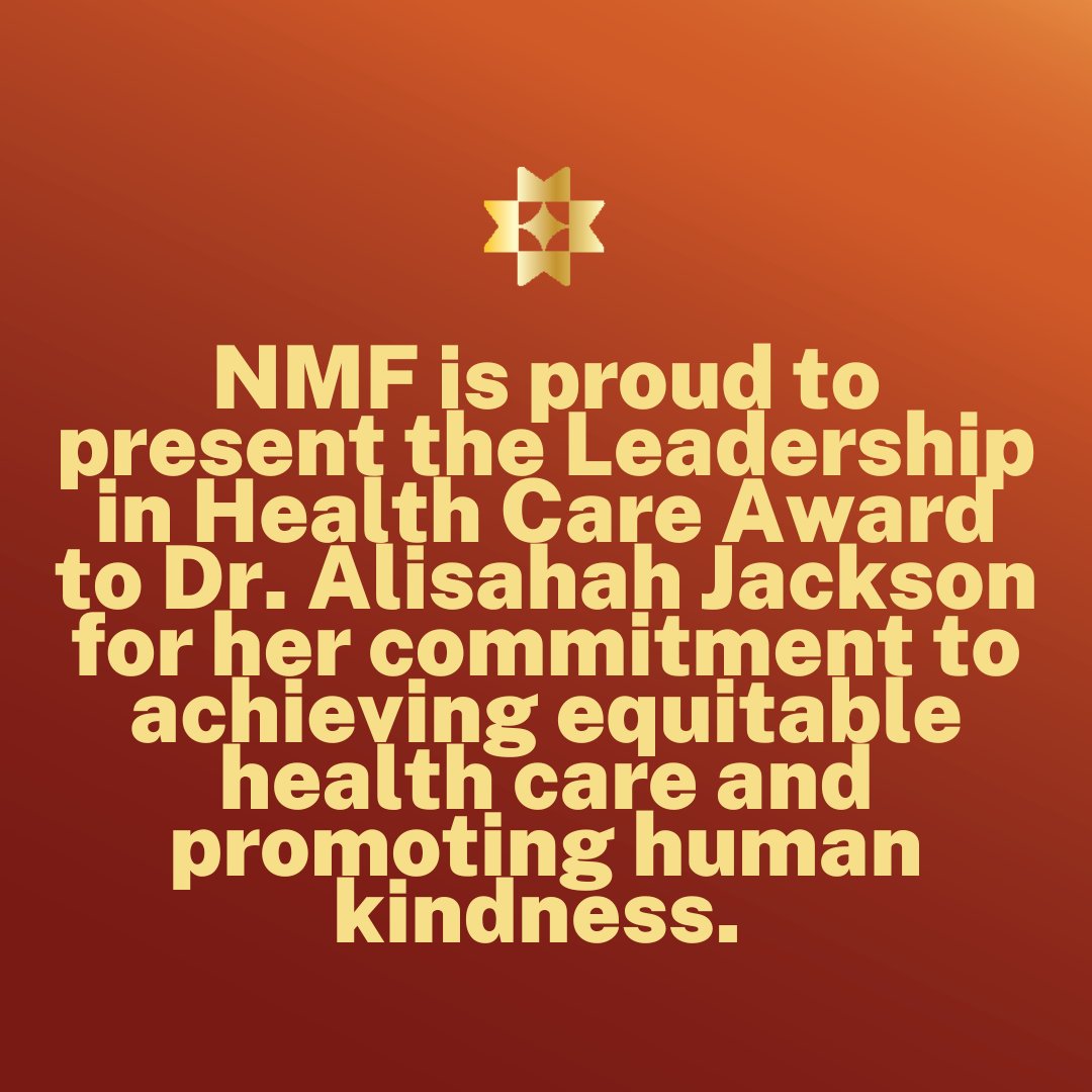 A true champion for #HealthEquity, Dr. Alisahah Jackson’s work spans from creating health equity plans for underserved communities to addressing behavioral health, substance abuse, &amp; maternity care. 

Celebrate Dr. Jackson &amp; buy a ticket today: heyor.ca/3LfUgb

#NMFAlumna