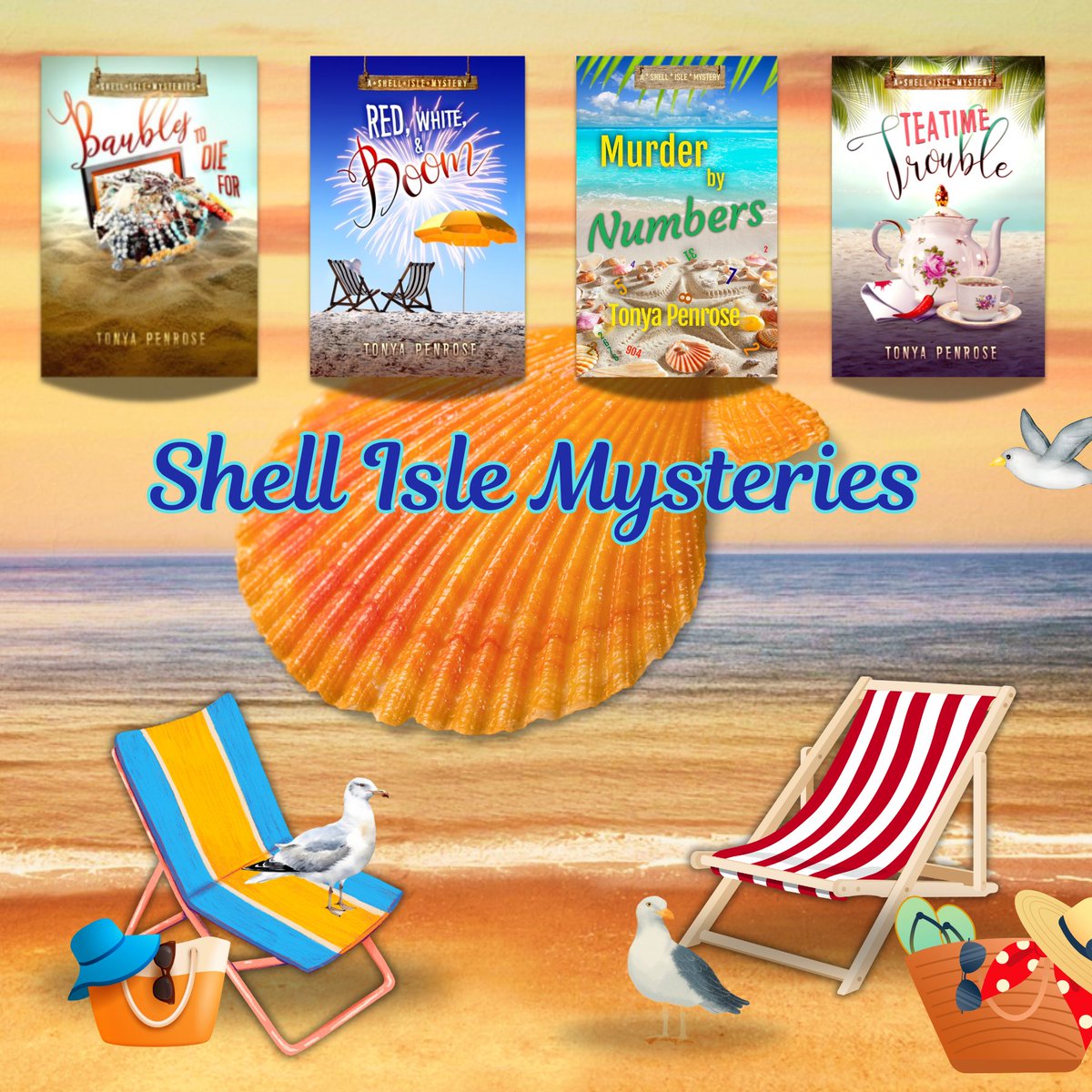 SHELL ISLE MYSTERIES

Go sleuthing with Page and Betsy.
🔎🔎🔎🔎🔎🔎🔎
Dodgy suspects challenge your whodunit skills.

🧑‍🍳Betsy shares her recipes. 🔥Antacids highly recommended.

📚bit.ly/3FXngIU

#RomCom #MYSTERY #cozymystery
<a href="/cozycatpress/">Cozy Cat Press</a>