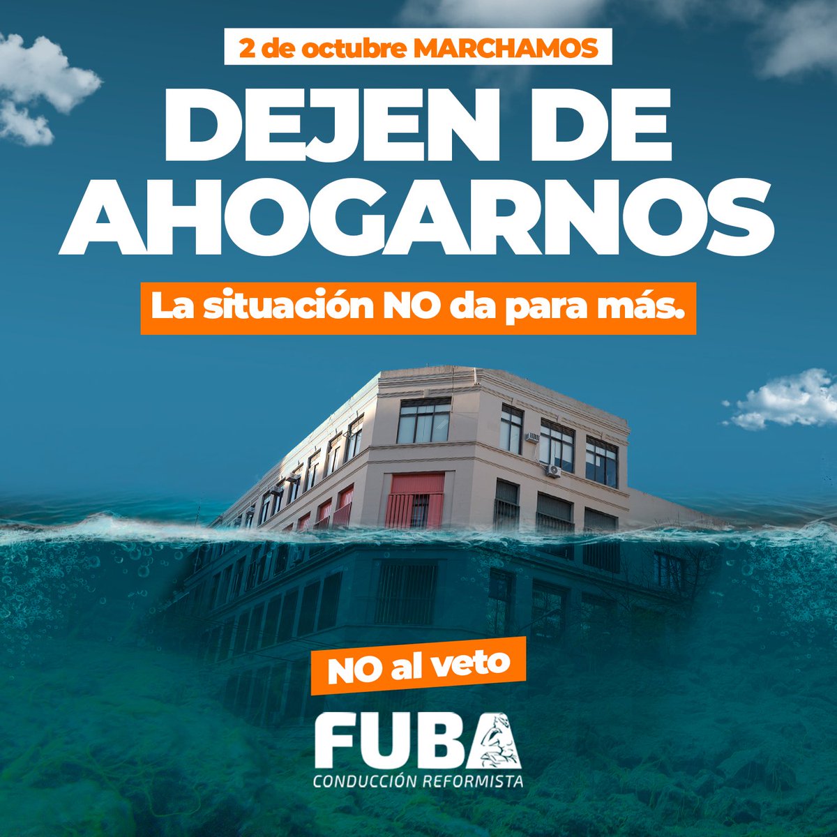 conduccionFUBA's tweet photo. La situación no da para más‼️

MARCHA UNIVERSITARIA 2 DE OCTUBRE #YoVoy 

#DefendamosLaUBA https://t.co/iEg24P9T5D