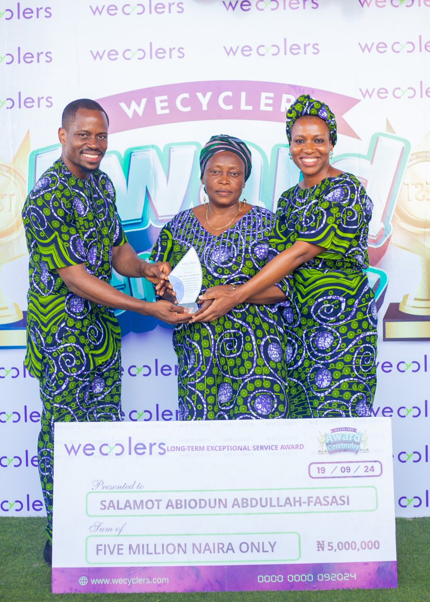 One exceptional team member 'Salamot Abiodun Abdullah-Fasasi' was awarded ₦5 million for their unwavering dedication and leadership, going above and beyond to help Wecyclers grow and thrive.