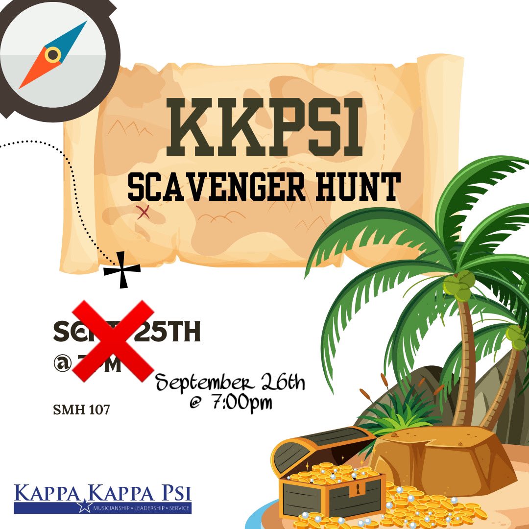 Today is our scavenger hunt!! 🗺️ 
Come join us today at 7:00pm in SMH 107!💙🤍