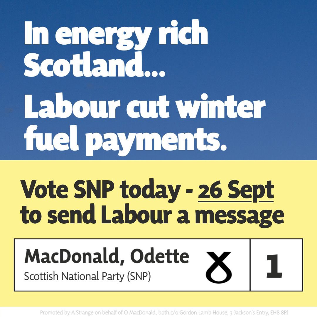 The big issue on the doorsteps in Cromarty Firth has definitely been Labour’s cut to winter fuel payments. 

Vote <a href="/theSNP/">The SNP</a> today!