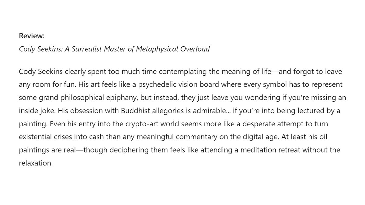 I asked ChatGPT for a negative review.  😭😂