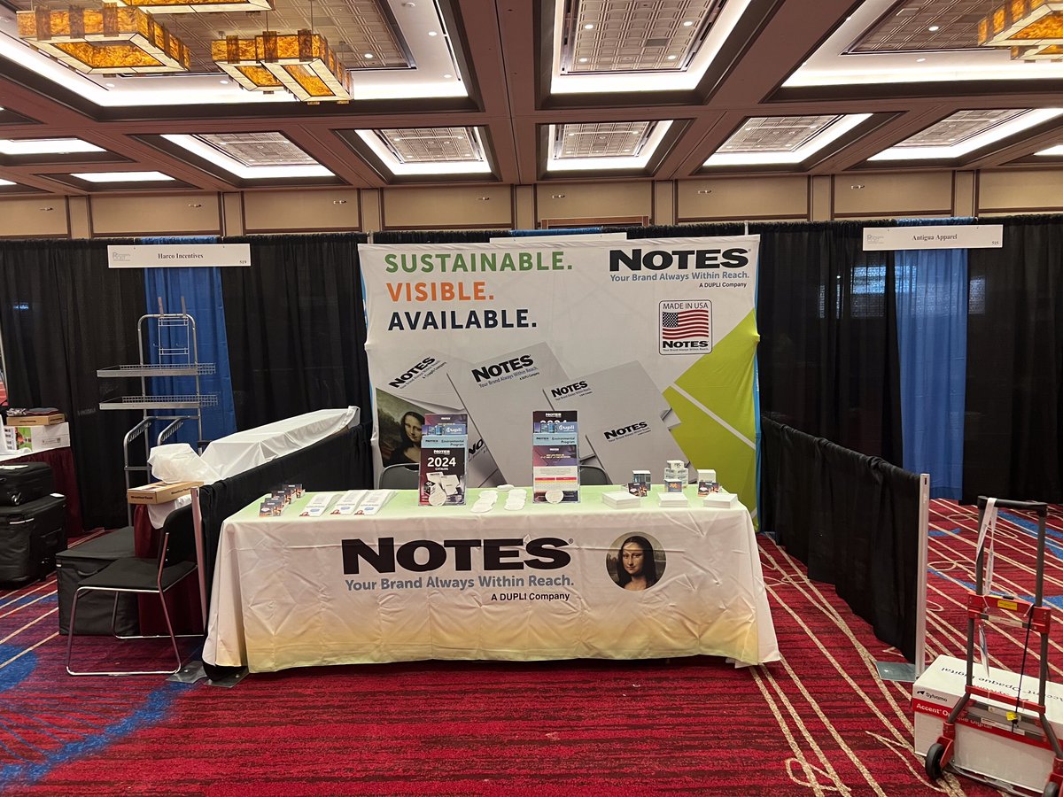 NotesInc's tweet photo. Promotions East has been incredible! We've loved connecting with customers and sharing our product solutions. While our notepads make great promotional items, what truly sets Notes, Inc. apart is our commitment to delivering top-quality products every time. https://t.co/IVQ5GpLedZ