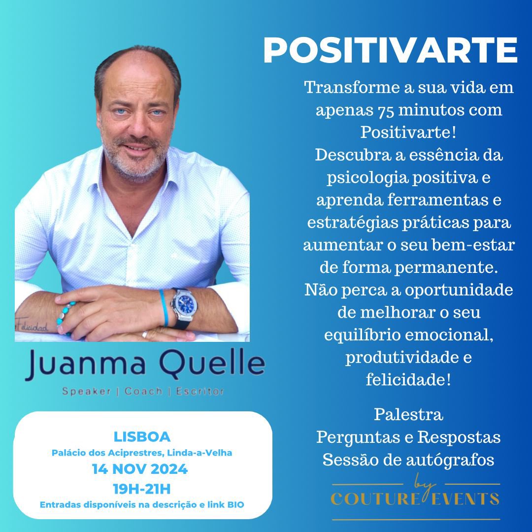 “Positivarte” en Lisboa, el próximo 14 de noviembre. Un encuentro que me hace especial ilusión!!  
➕
“Positivarte” em Lisboa, no próximo dia 14 de novembro. Um encontro que me deixa especialmente animado!!