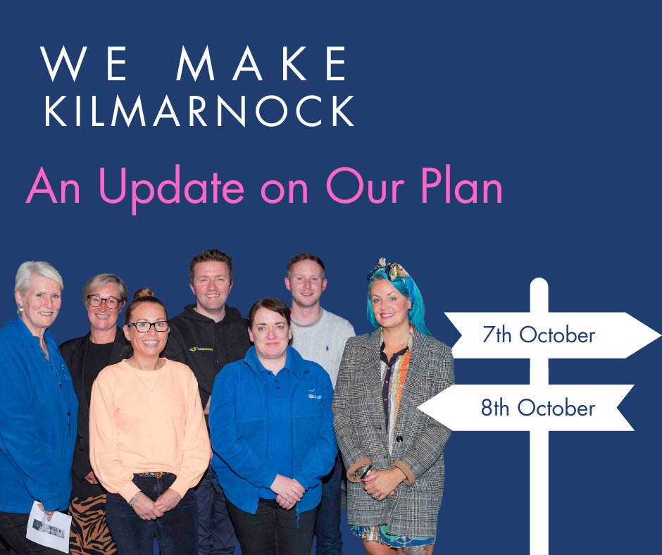 MakeKilmarnock's tweet photo. Ready for phase 2? Hear how your ideas are taking shape...get involved. 

Details: 
7th October from 10am to 4pm @ The Howard Centre
8th October from 4pm to 8pm @ CentreStage - Circle Lounge

#communityled #yourtownyourchoice #wemakekilmarnock https://t.co/xSR7HmmV4Z