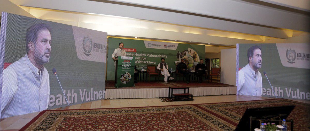 E4HProgramme's tweet image. To combat climate-health challenges, Adviser to the Chief Minister KP on Health, Advocate Ihtisham Ali announced the establishment of a Climate Change Cell within the Health Department KP, emphasising the urgent need to raise awareness about the health impacts of climate change.