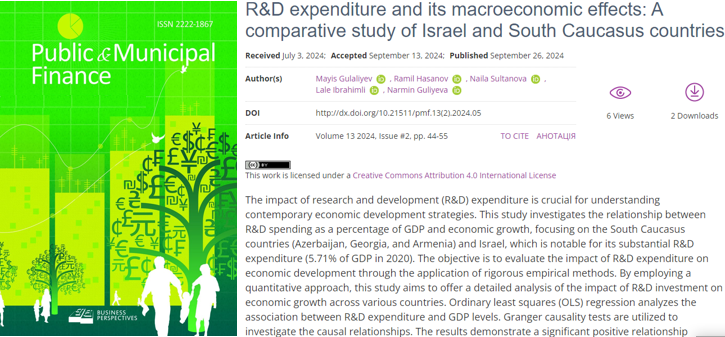 pubfin_journal's tweet photo. 🔗 https://t.co/vVAMiE9tKH
📝 R&amp;D expenditure and its macroeconomic effects: A comparative study of Israel and South Caucasus countries
👥 Mayis Gulaliyev, Ramil Hasanov, Naila Sultanova, Lale Ibrahimli, Narmin Guliyeva https://t.co/t0LpoDcX7k