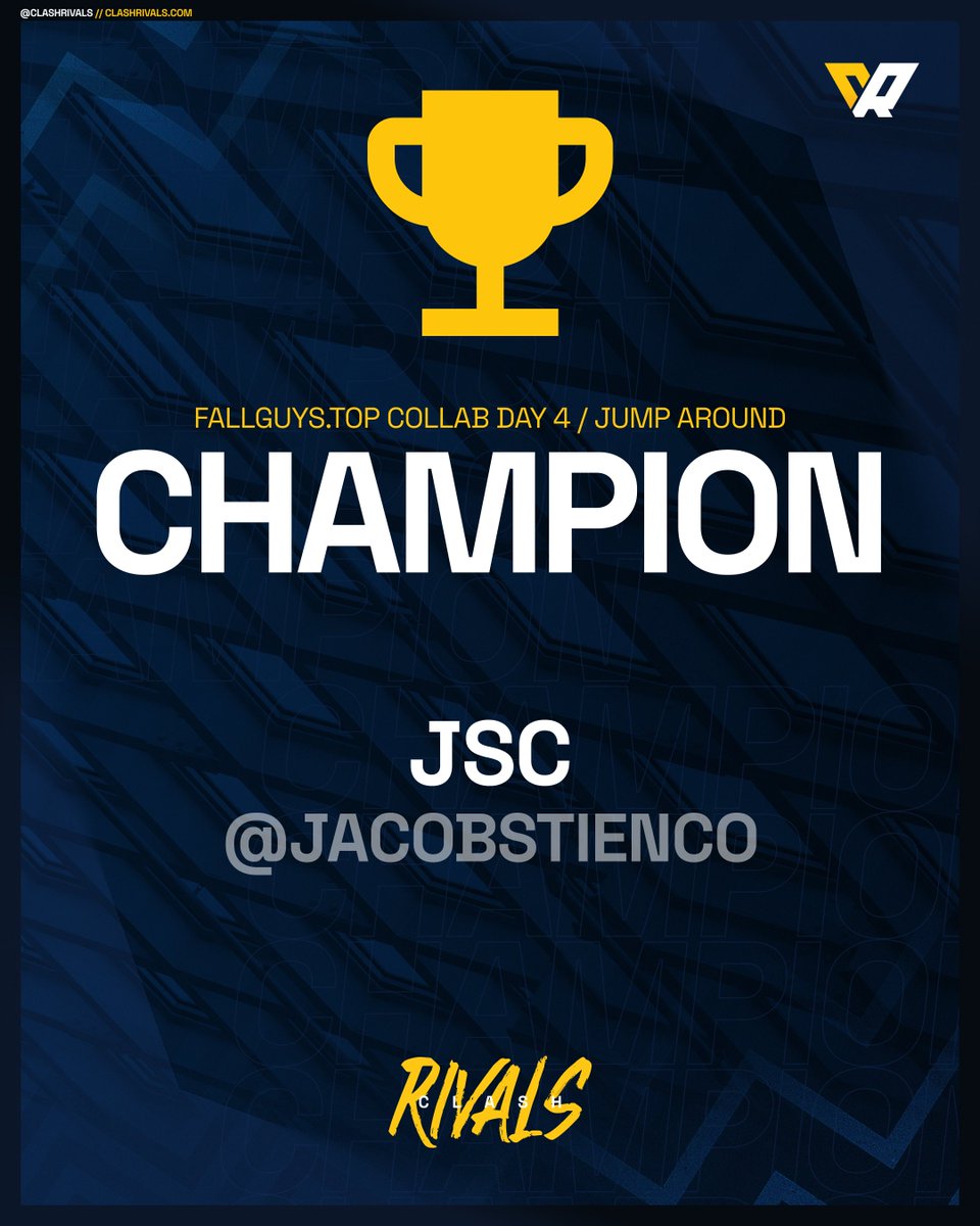 Congrats to <a href="/jacobstienco/">jsc</a> for getting another win in our collaboration event with <a href="/FallGuysTop/">Fall Guys Top Leaderboards</a>

First getting the win in day 2, and now day 4 - keeping it consistent 😎

Join us at the same time tomorrow for 6 X-TREME SOLOS, a favourite for many!