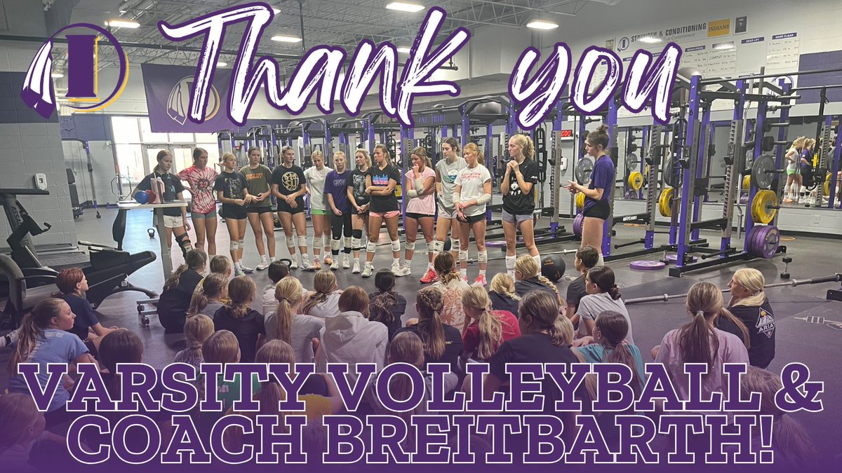 IndianolaCSD's tweet photo. 🏐 Thank you to the varsity volleyball team for meeting with our 8th grade players yesterday! Afterward, Coach Breitbarth led the 8th graders in a brief workout in the weight room. We are so lucky to have such a talented and kind group and knowledgeable staff to support us! https://t.co/d8ER64hGkI