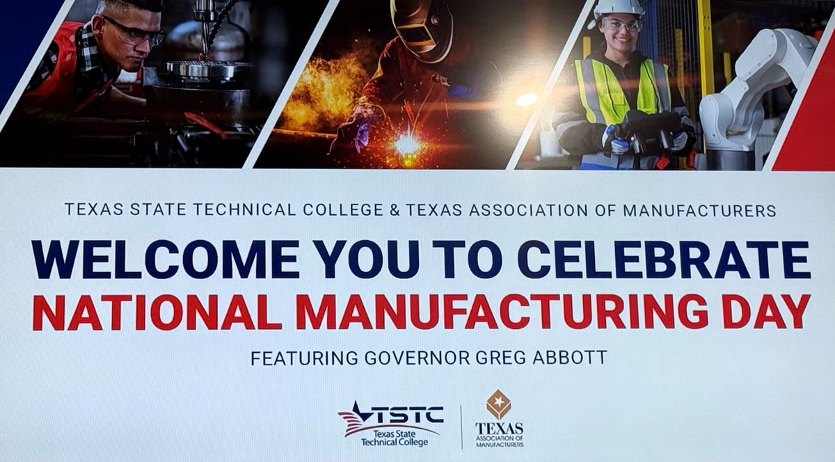 TXManufacturers's tweet image. Honored to host Gov. @GregAbbott_TX at Texas State Technical College today for Nat'l Manufacturing Day! The workforce of tomorrow depends on the tools &amp;amp; opportunities we provide to students today. @TSTCproud #MFGDay24 #CreatorsWanted #txlege #mandeintexas #manufacturingmatters