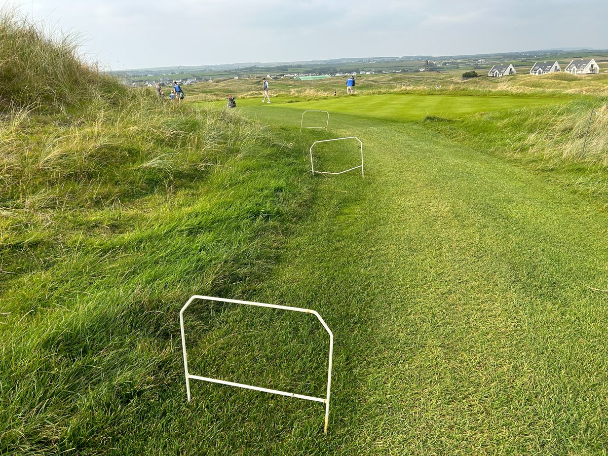 Help me understand something... Why aren't barrier hoops commonly used to help manage traffic around greens and tees in the states? I mostly see stake and rope systems with signs. These are easy to move, hard for golfers to step over, and aren't easily damaged by animals.