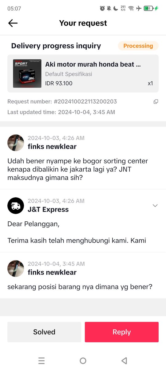 fieeerman's tweet photo. jadi barang saya dimana @jntexpressid ? udah nyampe sorting center bogor kok departnya dari banjarbaru kalsel 🤣 https://t.co/M60SEvngZq