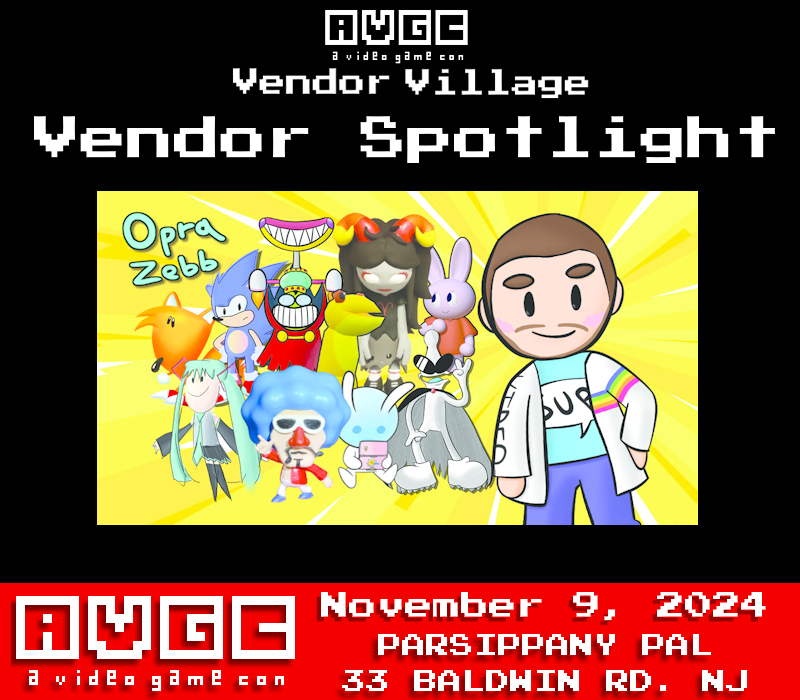 aVideoGameCon's tweet photo. Need custom figurines? @OpraZebb has you covered! Zebb's collection of artwork, figures, and stickers will be on sale at the Vendor Village! Check out his streams &amp; online portfolios and prepare to meet the artist this November 9th. #OpraZebb #AVGC  #IndieArt #CustomFigurines #NJ https://t.co/VO2Ihe2TOs