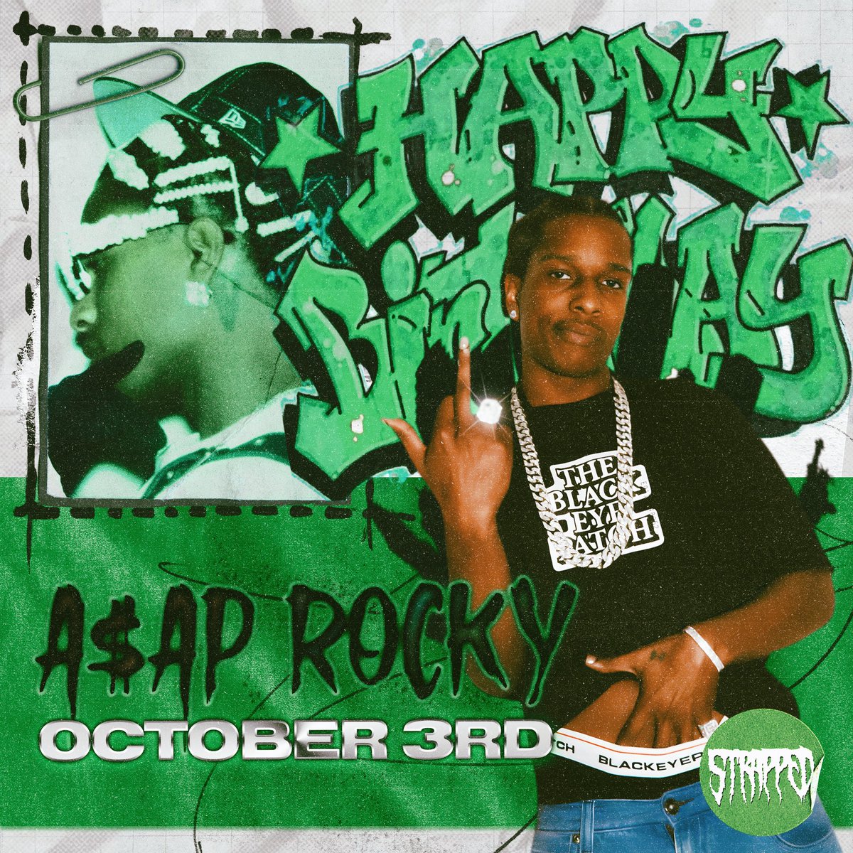 STRAPPEDUS's tweet photo. Happy birthday to A$AP Rocky today, he turned 36 today! 🎈 

Favorite song by him? 💿 https://t.co/7MTNYLQ4fy