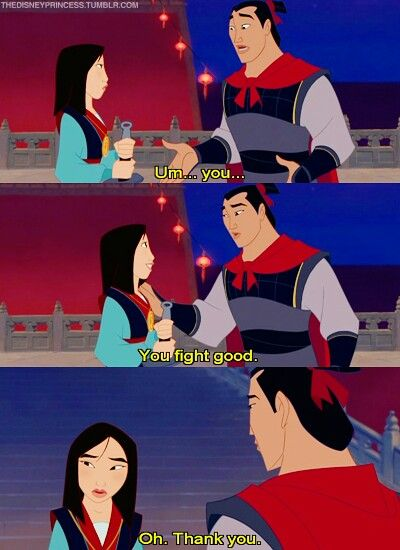 Shang: setting the realistic standard for flirting since 1998. Respect. 

#mulan #Disney #shang #FlirtyVibes
