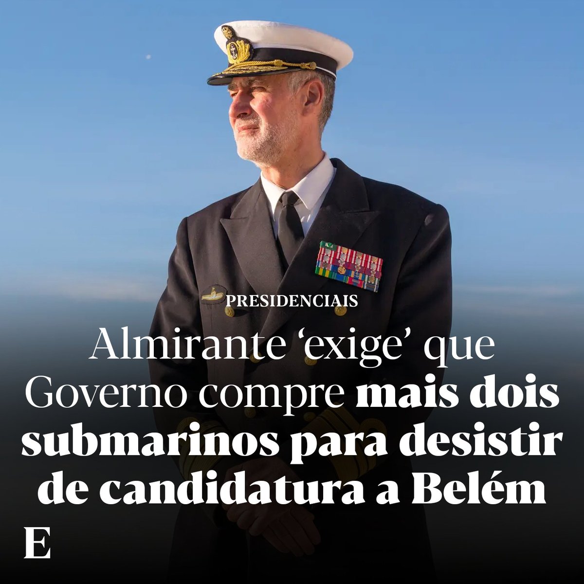 expresso's tweet photo. Gouveia e Melo só aceitará recondução se tiver a garantia de que haverá um forte investimento na Marinha.

Saiba tudo: https://t.co/R5FBFNJ7pn https://t.co/8ClaE4Ta7B