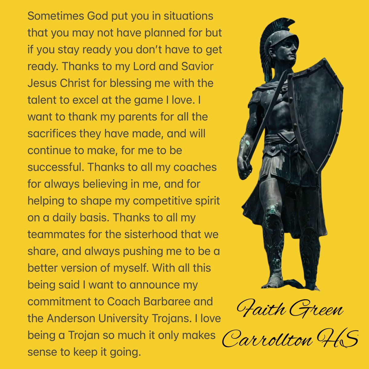 Faith_Green01's tweet photo. After a successful summer and fall season and a great OV to @AUTrojansWBB I have decided to select my future home. Thank you   @Coach_JB_ @all_iDo_isWYNN  @PorterSports1 @HoopsTrojan  @Trojan_Sports for every opportunity. https://t.co/Bafm8LRCsv