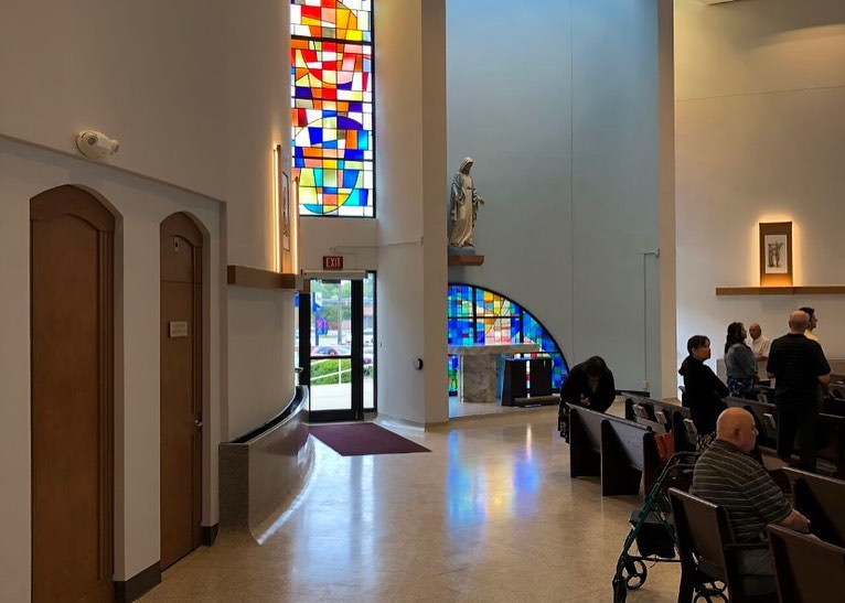 Holy Family Catholic Parish in Parma, Ohio has completed sanctuary renovations! Updates include altar expansion, terrazzo refinishing, re-lamping, repainting, cry room/bride’s room upgrades, sound system improvements, and new woodwork throughout, including Stations of the Cross.