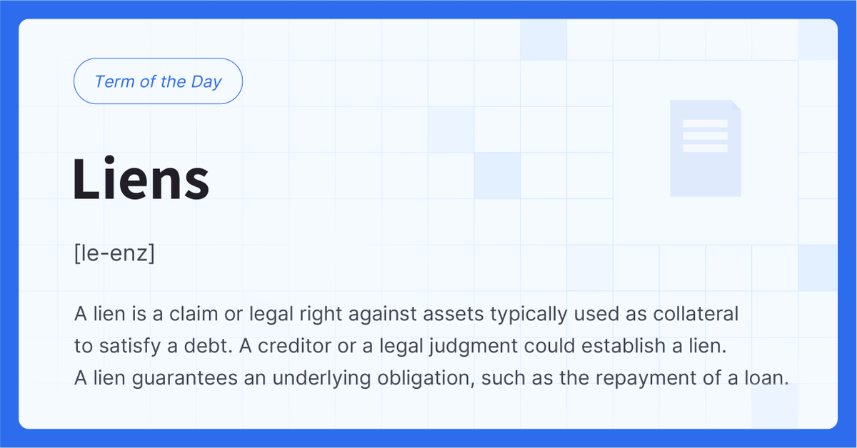 dataflik_'s tweet photo. Word of the Day: Liens 🔑

A lien is a legal claim against assets, usually used as collateral to ensure debt repayment. It's a creditor's way of securing what's owed to them.

#realestatetips #liensexplained #propertylaw #investmentinsights https://t.co/LyFqrAdeea
