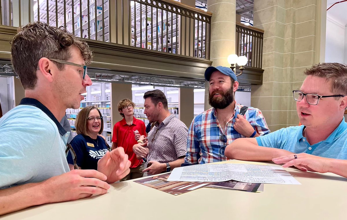 The Public Library of Youngstown &amp; Mahoning County is open! Restored historic charm with lampposts and 800-pound brass doors. New spaces include study areas, meeting rooms, a patio, and a Culinary Literacy area. Proud to be part of this! #buildingcommunity #historicrenovation