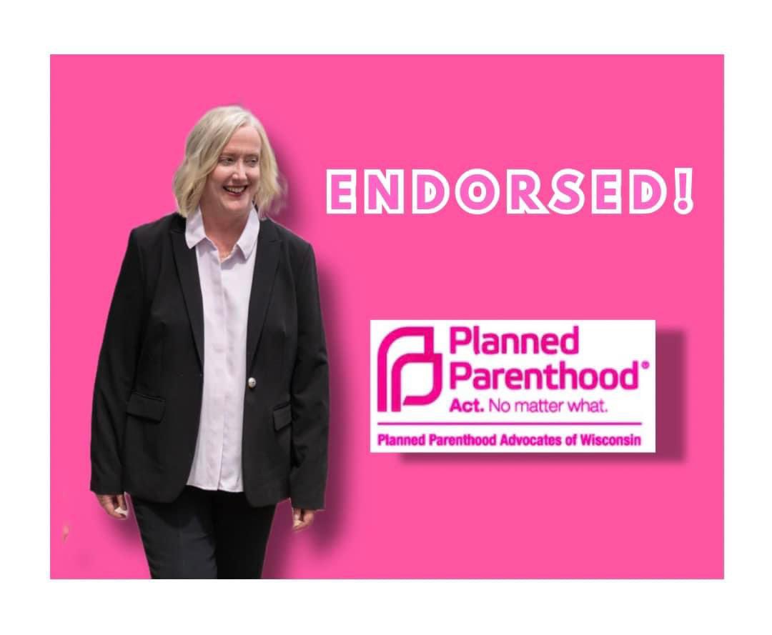 Honored to receive the endorsement of Planned Parenthood Advocates of Wisconsin! Together, we must protect women’s reproductive rights and ensure that every person has the freedom to make decisions about their own bodies. This fight is about our futures and our rights.