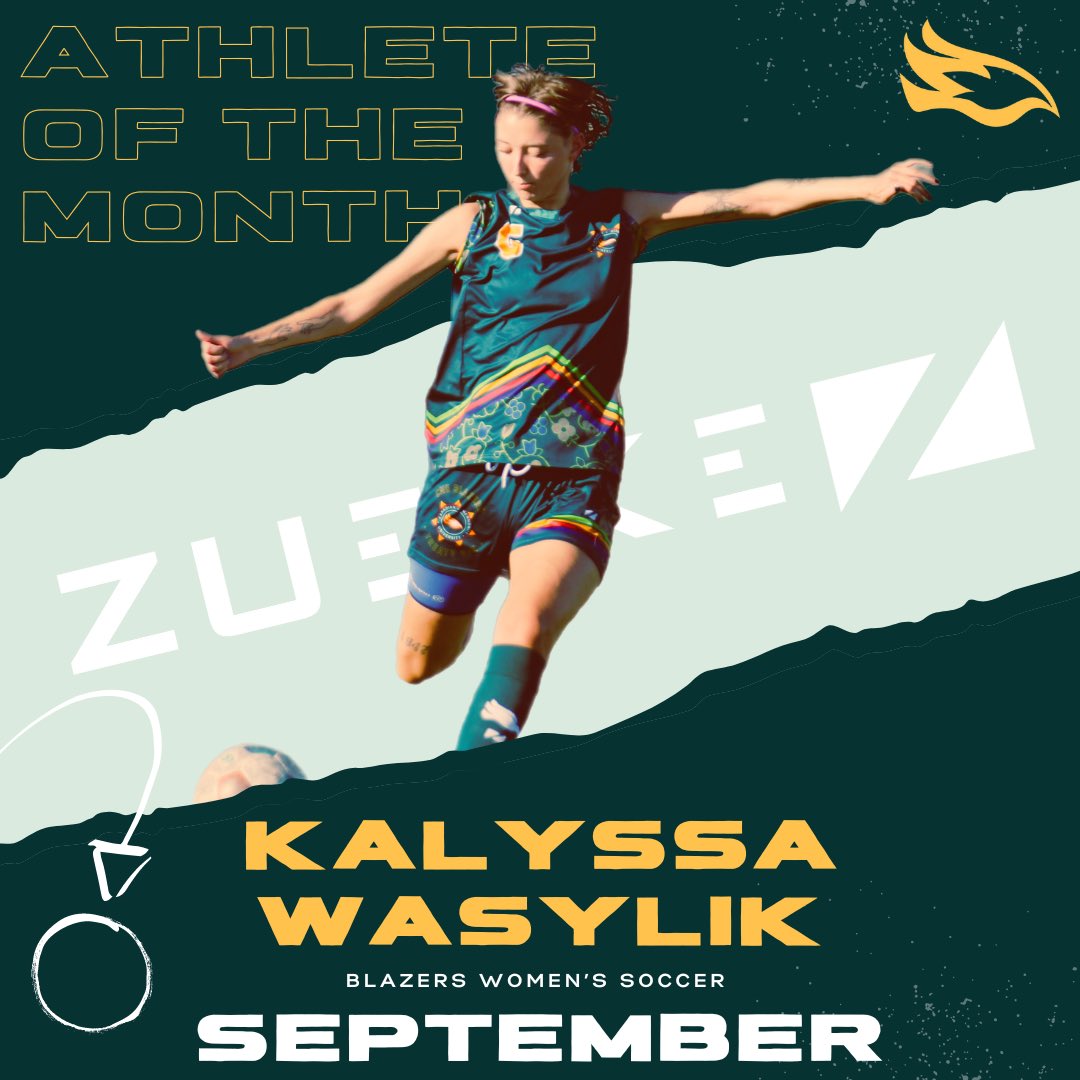 🚨Kalyssa Wasylik of Women’s Soccer has been selected as the @zueike Female Athlete of the Month for September!

👉🏼Read more about the veteran winger’s season so far at Blazers.CMU.ca

#weareallblazers #lovethedove #zueike #loungeeverywear 

🕊
