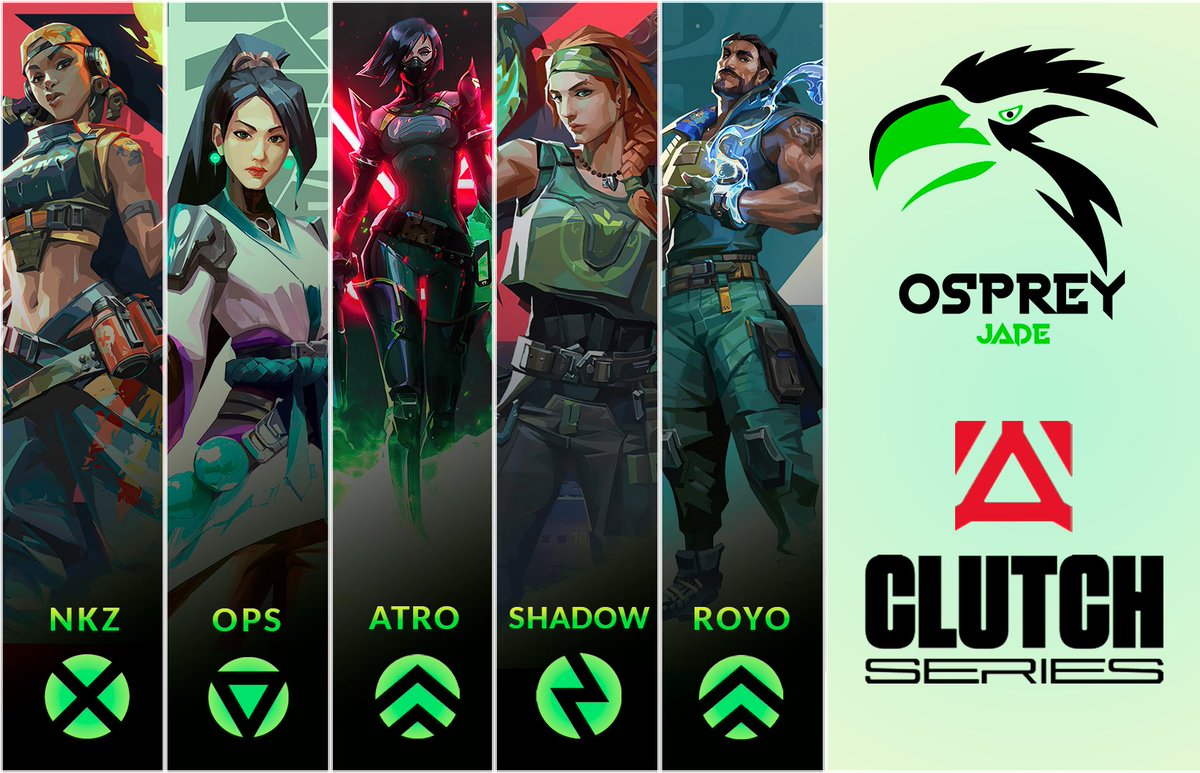 ESTAMOS DE VUELTA   
Y con ello, os presentamos el nuevo roster de nuestro equipo de Valorant, Osprey Jade💚

📌<a href="/wezzyyoo/">Nkz</a>
📌#Ops 
📌<a href="/Enol_ovi/">aTr0</a>
📌<a href="/shadow1wnl/">shadow</a>
📌<a href="/SirRoyo/">SIR.Royo</a>

#GoOSprey #BecomeThePrey
