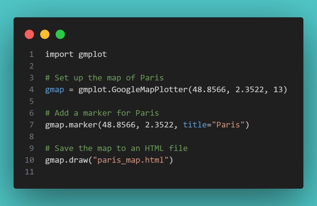 pyCood's tweet photo. code using (gmplot) to create a map of Paris:
#Trending #PromoCode #EsportsWorldCup📷📷 #pytschool https://t.co/FLKWGKlR8R