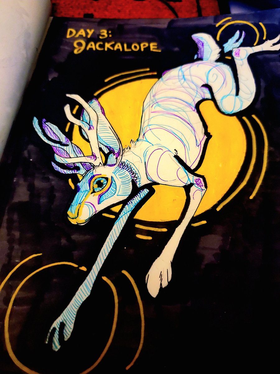 coldpups's tweet image. Day 3 of #cryptober , Jackalope!! Loved having the chance to do hare studies, they're such shapey and sharp lil guys