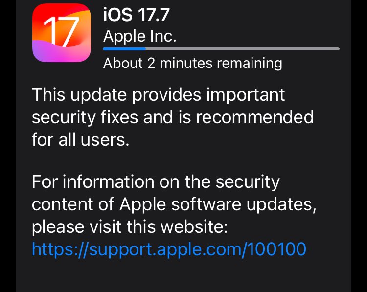 madofo's tweet photo. It’s 2024 and Apple doesn’t link the text ‘this website’ to the URL in question but prefers to burden the user with the URL itself. What even is the point? https://t.co/wPo0YhEFsg
