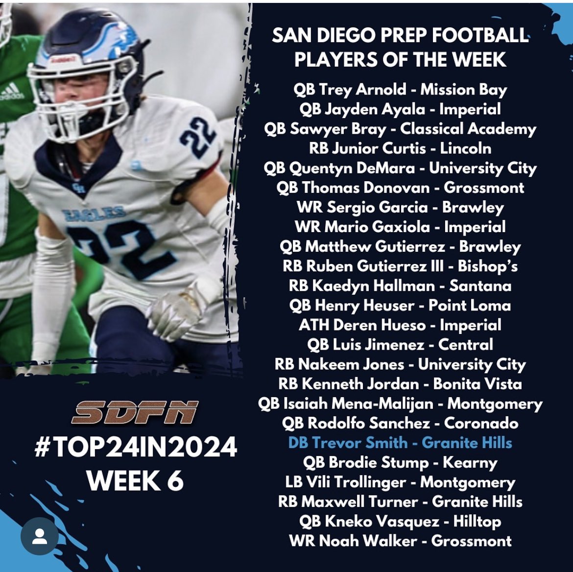 foothillers's tweet photo. Congrats @donovan_tommy14 and @noahcaliwalker for receiving the San Diego Prep Football Player of the Week 👏
#grossmontfootball
#hillers
#thomasdonovan
#noahwalker https://t.co/5JpGRP42Yo